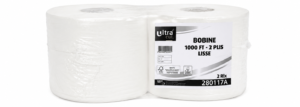 Bobines d'essuyage blanche 2 plis lisse  – 1000 FT – Ecolabel